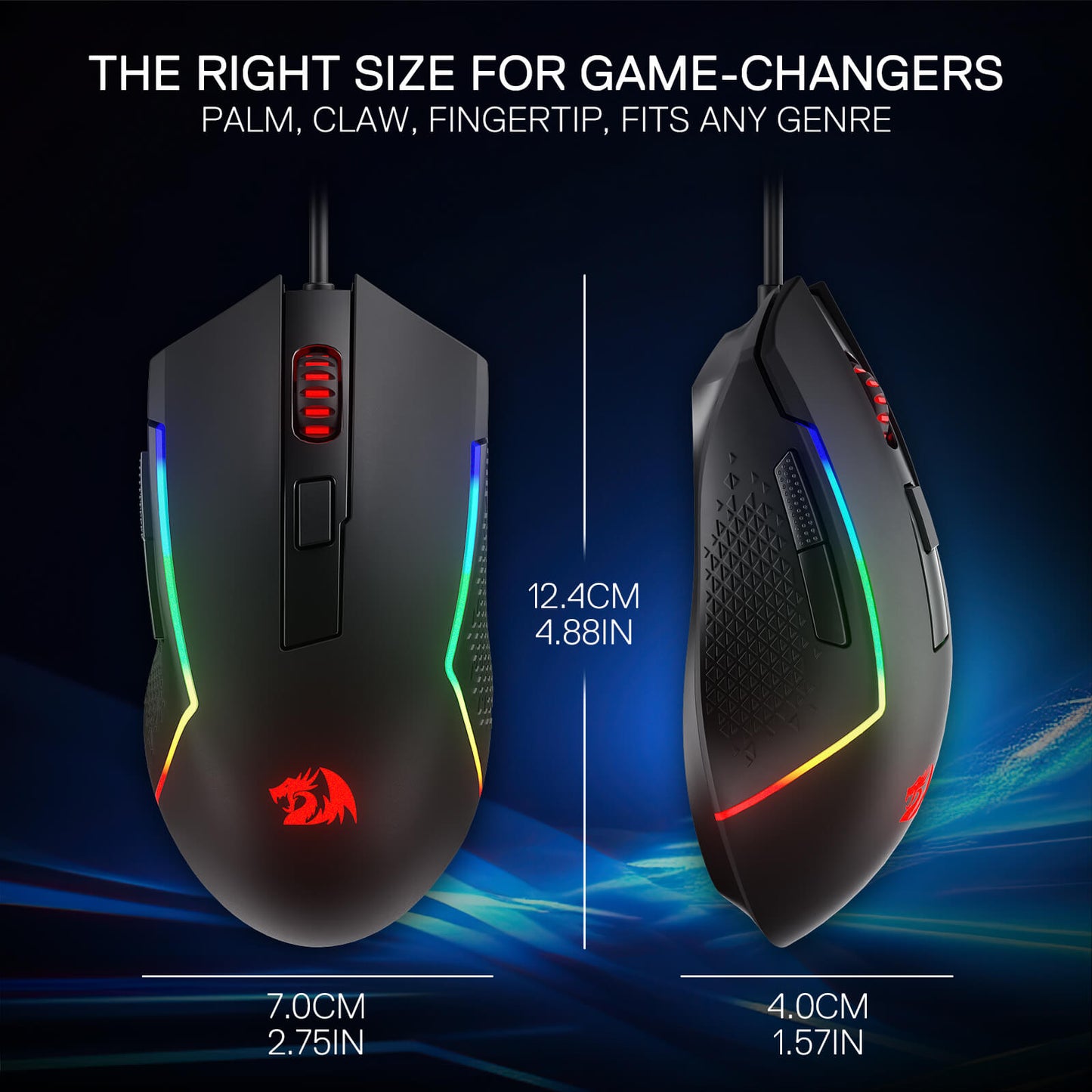 Redragon M616 RGB Gaming Mouse, 10000 DPI Wired Optical Mouse with 6 Programmable Buttons & 8 Backlit Modes, Software Supports DIY Keybinds