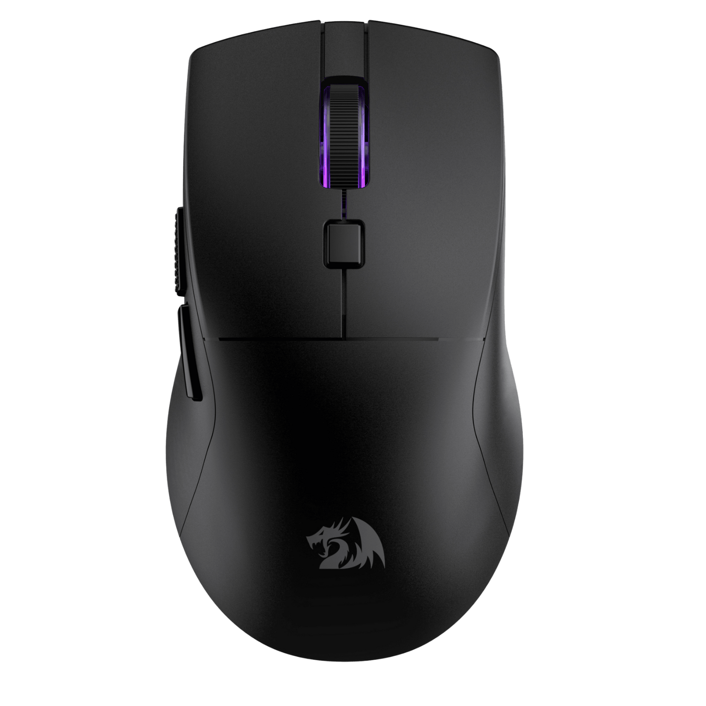 Black gaming mouse with a visible brand logo on a white background