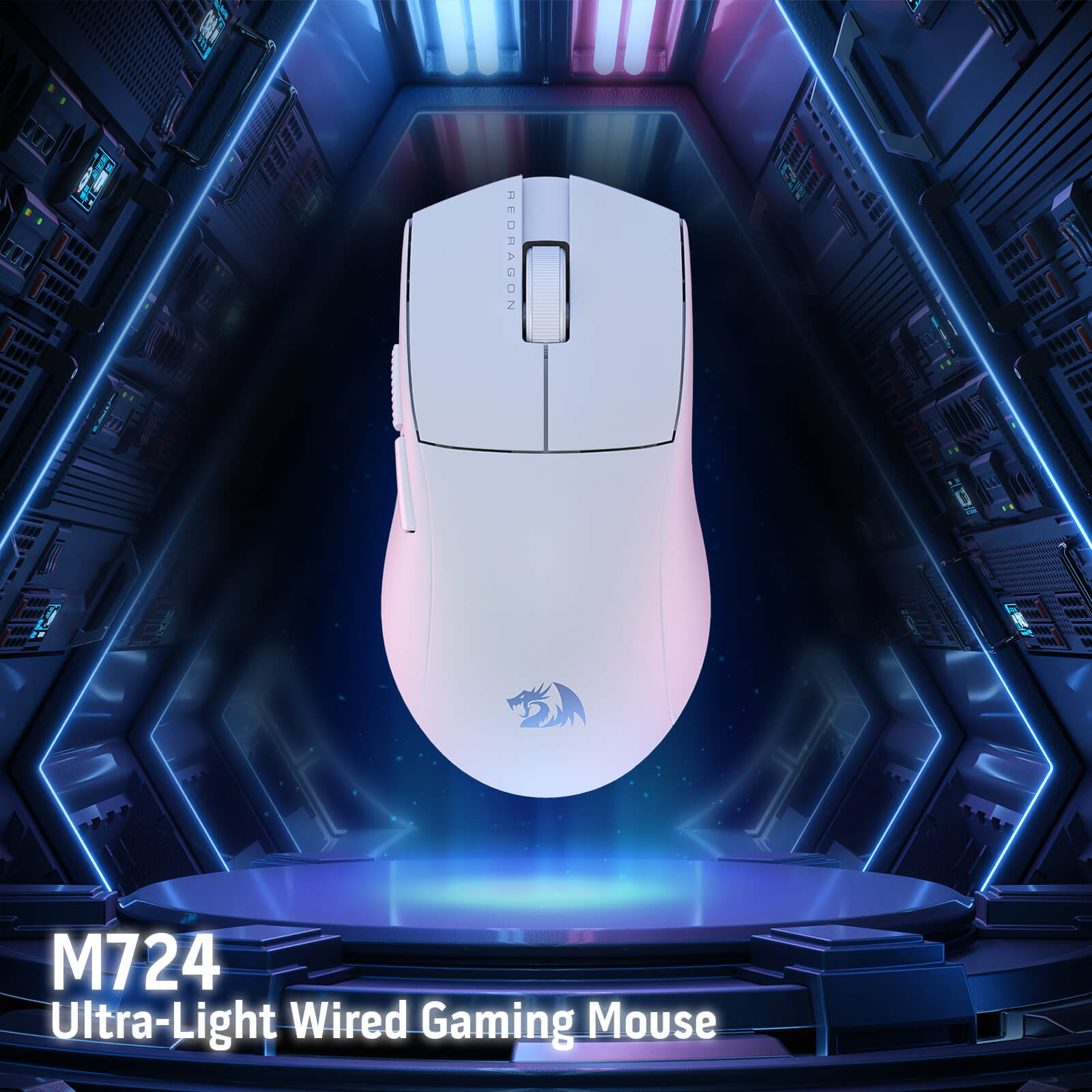 Redragon M724 Wired Gaming Mouse, 42G Ultra-Light 12,400 Max DPI Optical Gaming Mouse with 5 Programmable Buttons, Ergonomic Natural Grip Build, Software Supports DIY Keybinds & DPI