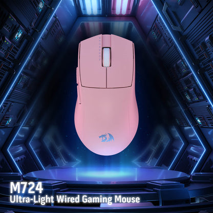 Redragon M724 Wired Gaming Mouse, 42G Ultra-Light 12,400 Max DPI Optical Gaming Mouse with 5 Programmable Buttons, Ergonomic Natural Grip Build, Software Supports DIY Keybinds & DPI