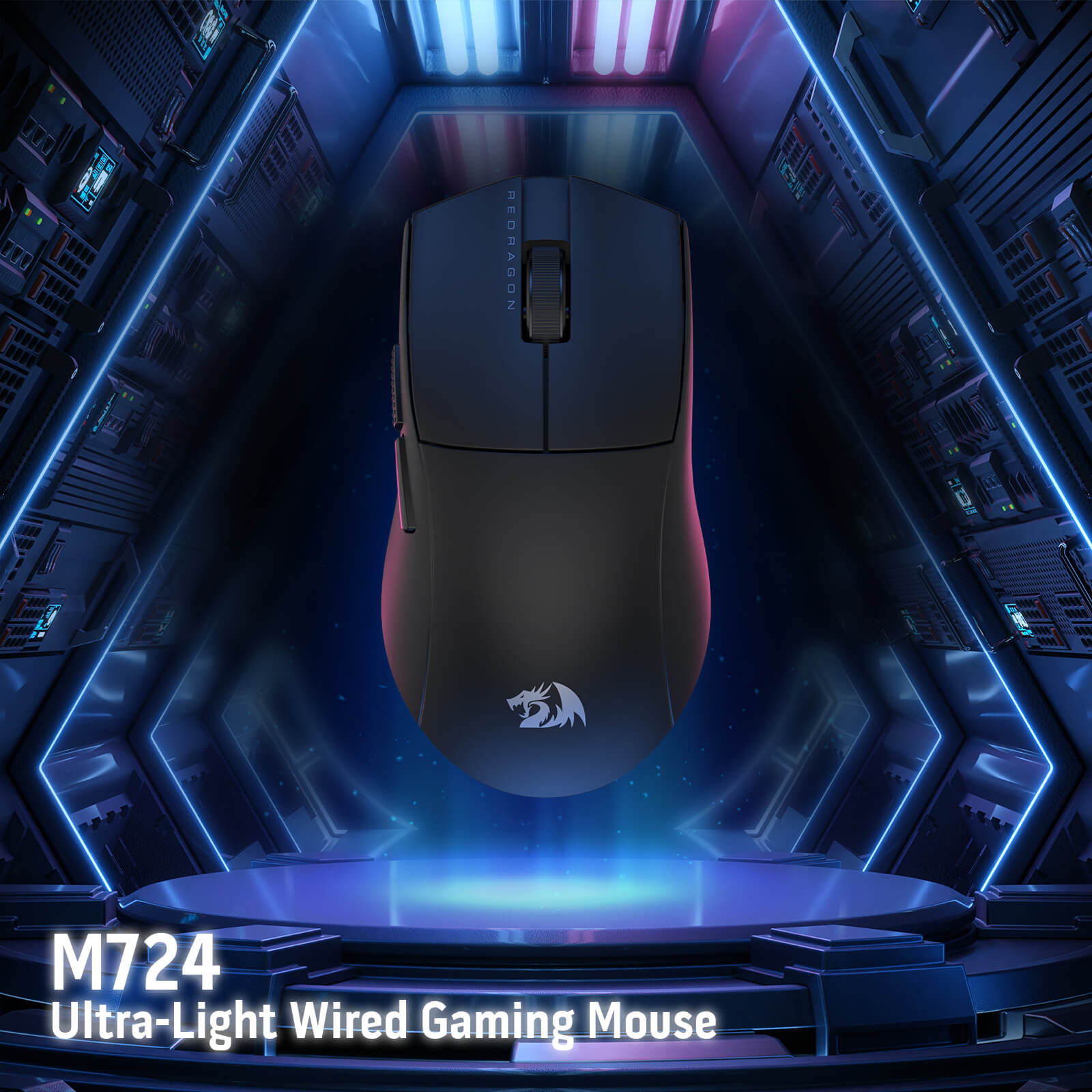 Redragon M724 Wired Gaming Mouse, 42G Ultra-Light 12,400 Max DPI Optical Gaming Mouse with 5 Programmable Buttons, Ergonomic Natural Grip Build, Software Supports DIY Keybinds & DPI