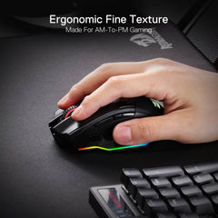 Redragon M813 PRO 3-Mode RGB Gaming Mouse with 4D Dual Mode Scroll Wheel, Optical Ergonomic Gamer Mouse with Max 26,000DPI, Pro Precision Sensor 3395, 7 Macro Buttons, Software Supported