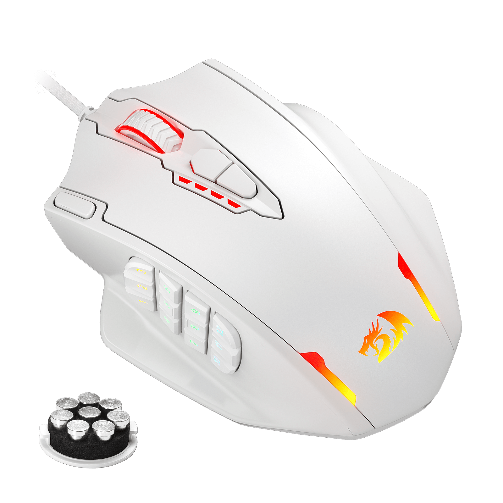 Mouse Da Gioco Redragon M908 Impact - 12400 DPI, 20 Pulsanti Programmabili, RGB, Bianco - Foto 2