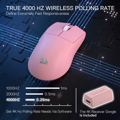 Redragon M916 PRO 3-Mode Wireless Gaming Mouse, Hype-Speed 4K Polling Rate