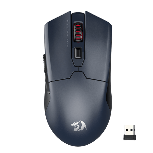 Redragon M995 LIT Wireless Gaming Mouse, 10000 MAX DPI Rechargeable Mouse, BT & 2.4G Wireless, 6 Macro Buttons, Ultra Lightweight, Reliable Power Capacity for PC/Mac/Laptop, Gray & Black