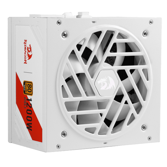 Redragon RGPS PRO 80+ Gold 1200 Watt Power Supply w/Upgraded ATX 3.1 & PCIe 5.1 Fully Modular, Compact 150mm Size, Smart ECO Low Noise Fan, 100% Japanese Capacitors, Full Mod Cables, White