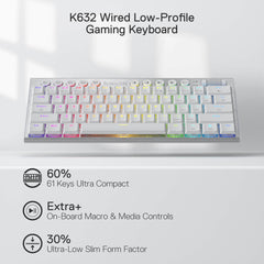 Bluetooth2.4GhzWired Tri-Mode Ultra-Thin Low Profile Gaming Keyboard
