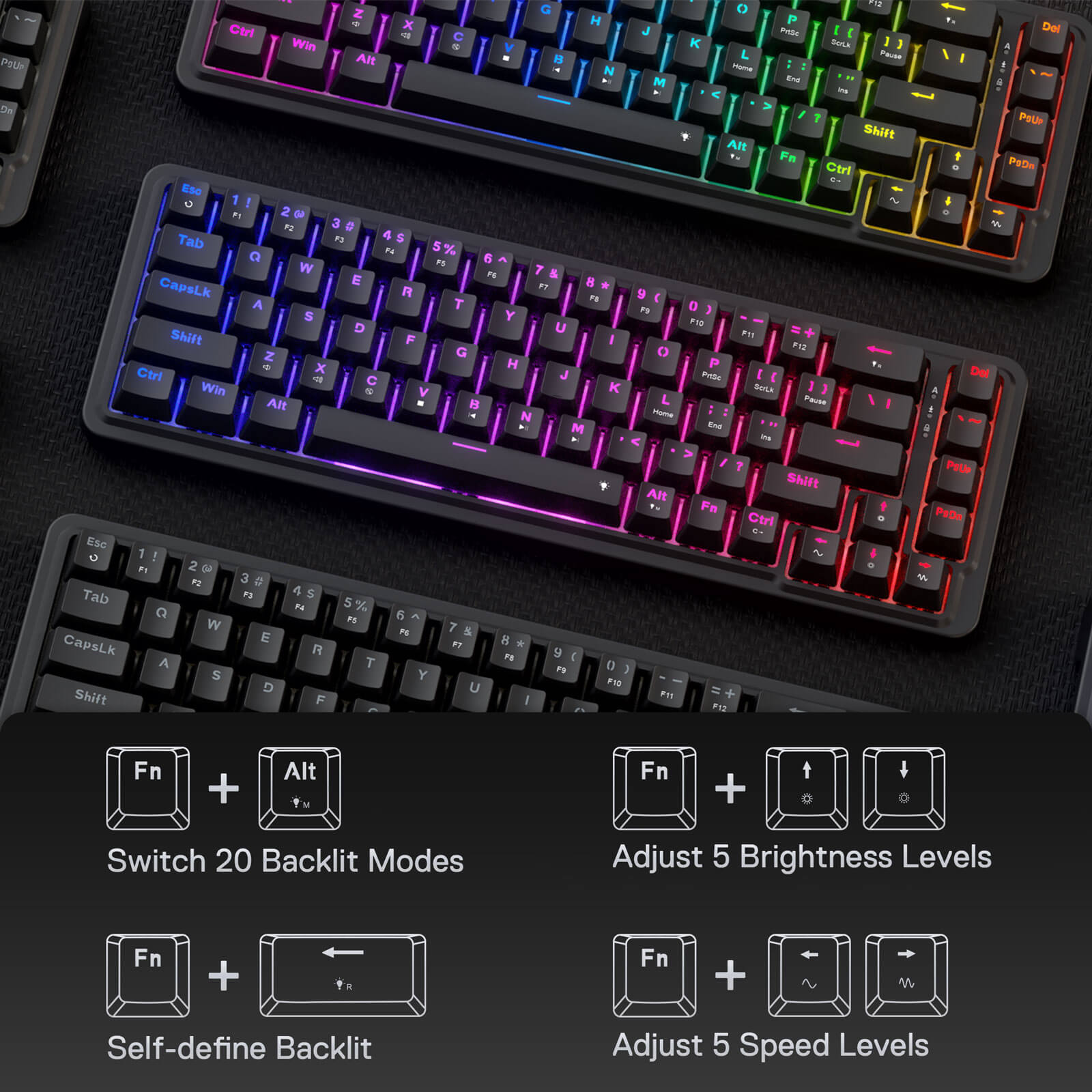 Redragon K709 65% Wired Gasket RGB Gaming Keyboard, 68 Keys Hot-Swap Compact Mechanical Keyboard w/Free-Mod Socket, 3-Layer Noise Dampening & Dedicated Arrow Keys, Quiet Custom Linear Switch