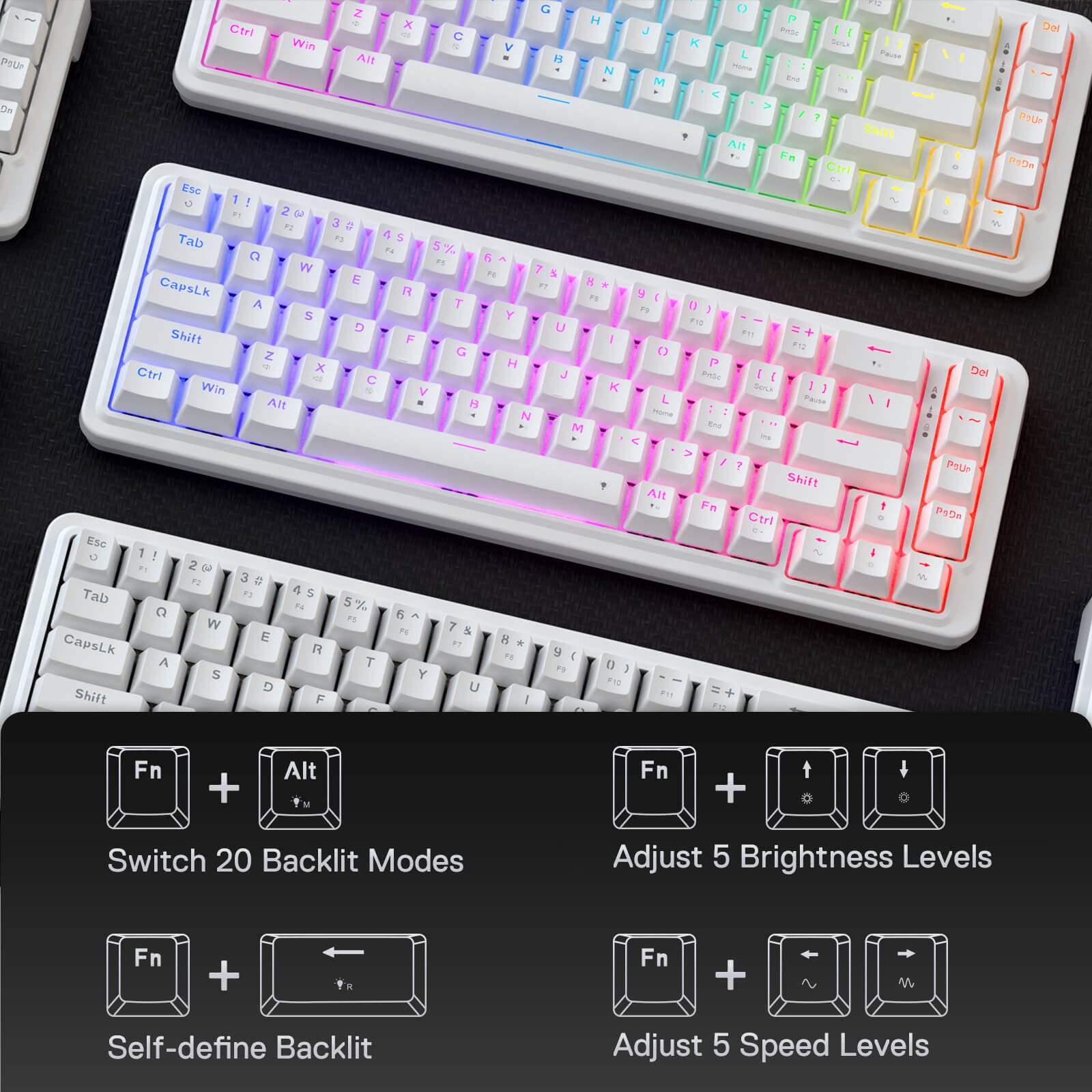 Redragon K709 65% Wired Gasket RGB Gaming Keyboard, 68 Keys Hot-Swap Compact Mechanical Keyboard w/Free-Mod Socket, 3-Layer Noise Dampening & Dedicated Arrow Keys, Quiet Custom Linear Switch