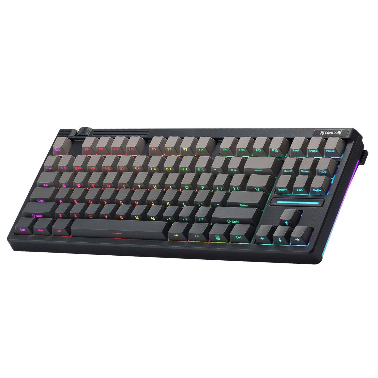 Mechanical keyboard with RGB lighting on a black background