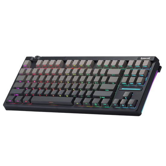 Mechanical keyboard with RGB lighting on a black background