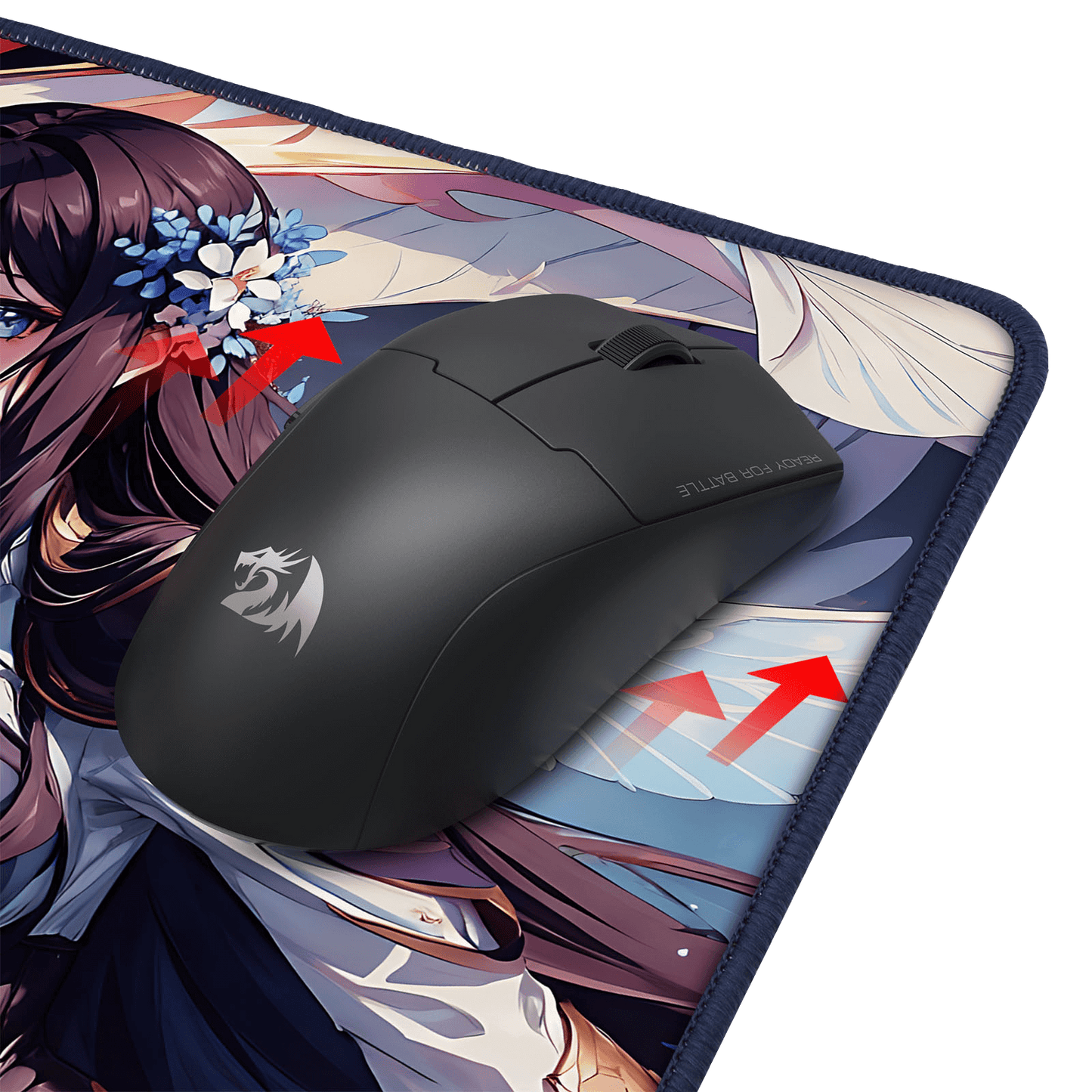 Redragon P046 Anime Blue Gaming Mouse Pad - Smooth Lycra Surface, Anti-Slip Rubber Base, Spill-Resistant, Durable 3mm Thick Design, Available in Small (13x10 in) & Large (35x16 in), Perfect for Gaming & Work