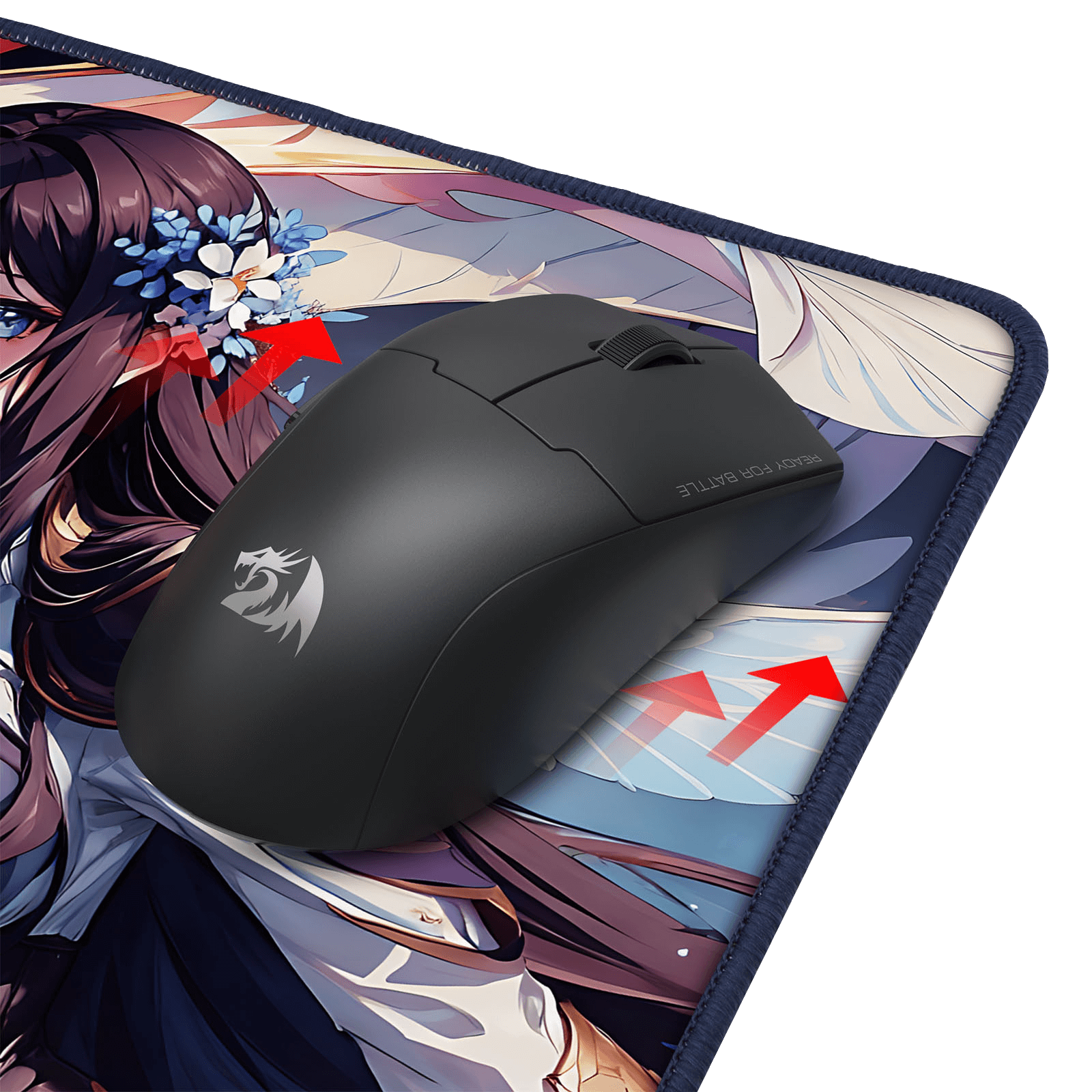 Redragon P046 Anime Blue Gaming Mouse Pad - Smooth Lycra Surface, Anti-Slip Rubber Base, Spill-Resistant, Durable 3mm Thick Design, Available in Small (13x10 in) & Large (35x16 in), Perfect for Gaming & Work