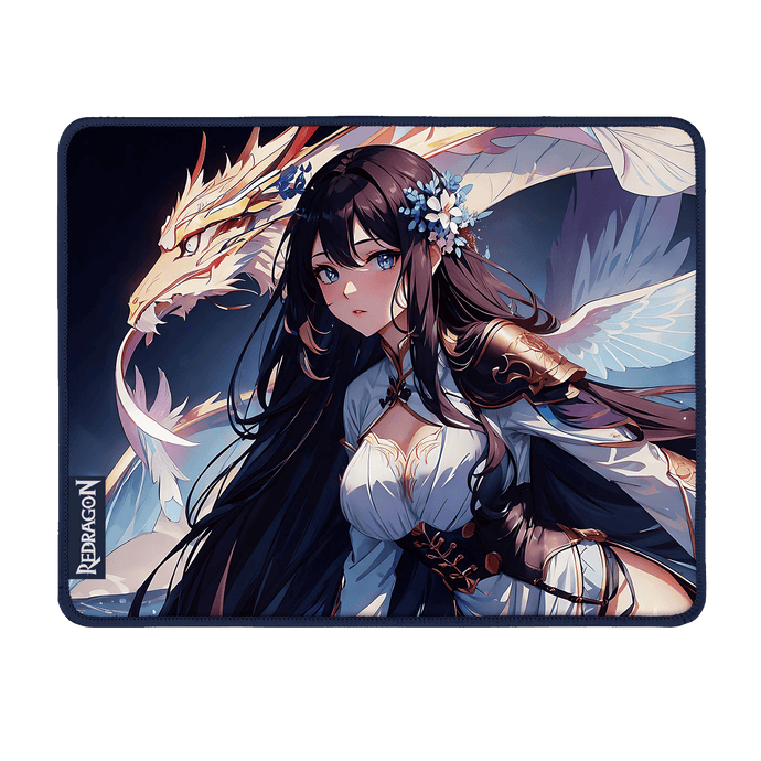 Redragon P046 Anime Blue Gaming Mouse Pad - Smooth Lycra Surface, Anti-Slip Rubber Base, Spill-Resistant, Durable 3mm Thick Design, Available in Small (13x10 in) & Large (35x16 in), Perfect for Gaming & Work