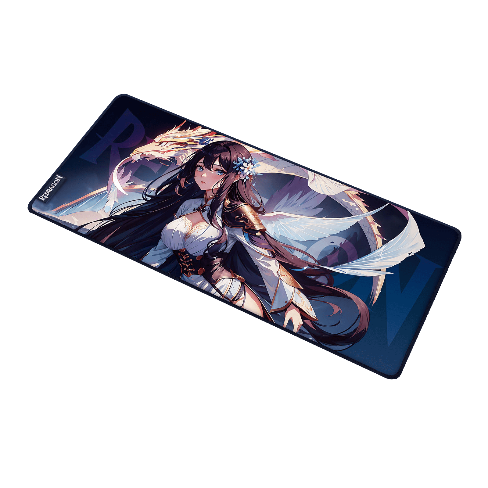 Redragon P046 Anime Blue Gaming Mouse Pad - Smooth Lycra Surface, Anti-Slip Rubber Base, Spill-Resistant, Durable 3mm Thick Design, Available in Small (13x10 in) & Large (35x16 in), Perfect for Gaming & Work