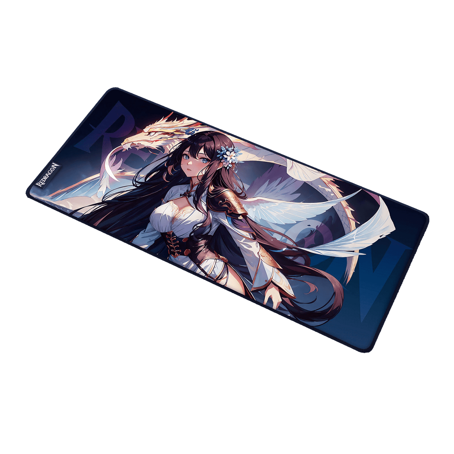 Redragon P046 Anime Blue Gaming Mouse Pad - Smooth Lycra Surface, Anti-Slip Rubber Base, Spill-Resistant, Durable 3mm Thick Design, Available in Small (13x10 in) & Large (35x16 in), Perfect for Gaming & Work