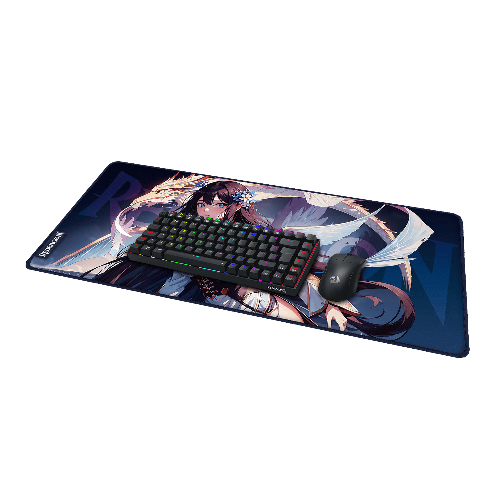 Redragon P046 Anime Blue Gaming Mouse Pad - Smooth Lycra Surface, Anti-Slip Rubber Base, Spill-Resistant, Durable 3mm Thick Design, Available in Small (13x10 in) & Large (35x16 in), Perfect for Gaming & Work