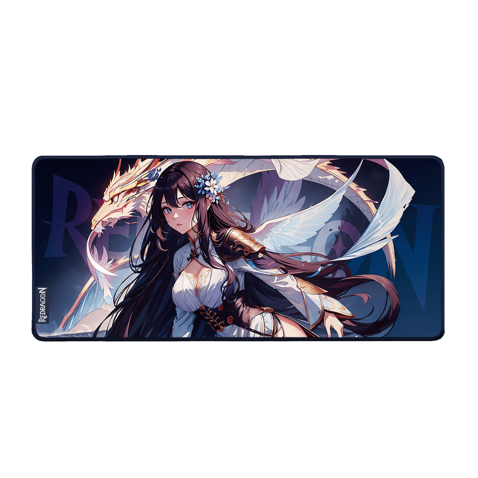 Redragon P046 Anime Blue Gaming Mouse Pad - Smooth Lycra Surface, Anti-Slip Rubber Base, Spill-Resistant, Durable 3mm Thick Design, Available in Small (13x10 in) & Large (35x16 in), Perfect for Gaming & Work