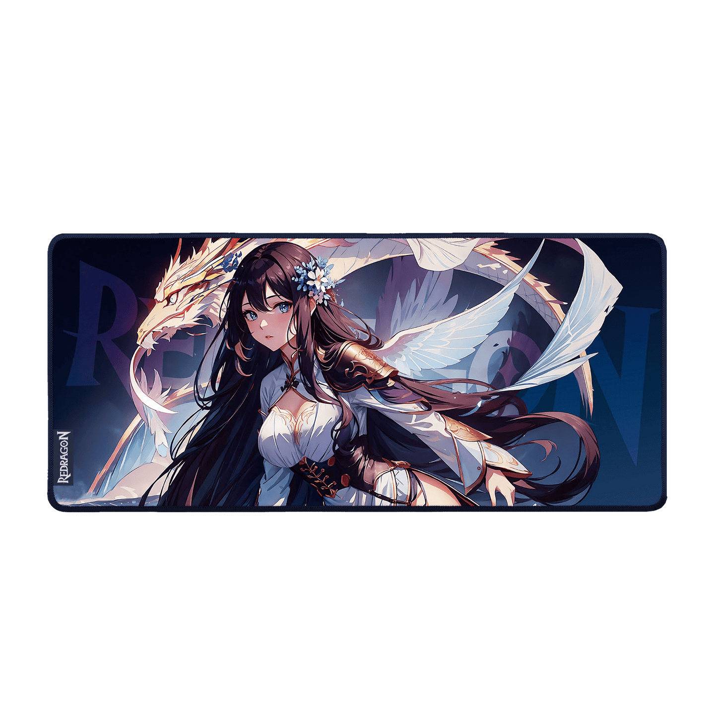 Redragon P046 Anime Blue Gaming Mouse Pad - Smooth Lycra Surface, Anti-Slip Rubber Base, Spill-Resistant, Durable 3mm Thick Design, Available in Small (13x10 in) & Large (35x16 in), Perfect for Gaming & Work