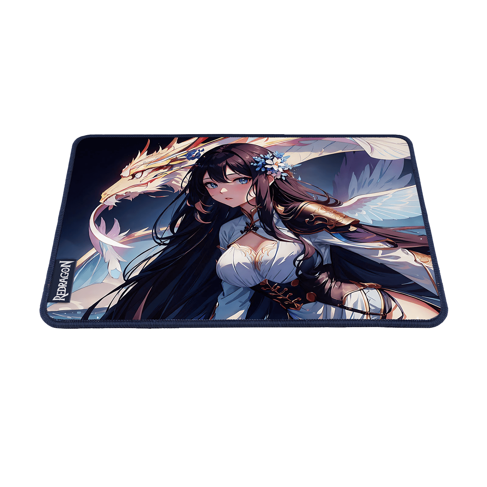 Redragon P046 Anime Blue Gaming Mouse Pad - Smooth Lycra Surface, Anti-Slip Rubber Base, Spill-Resistant, Durable 3mm Thick Design, Available in Small (13x10 in) & Large (35x16 in), Perfect for Gaming & Work