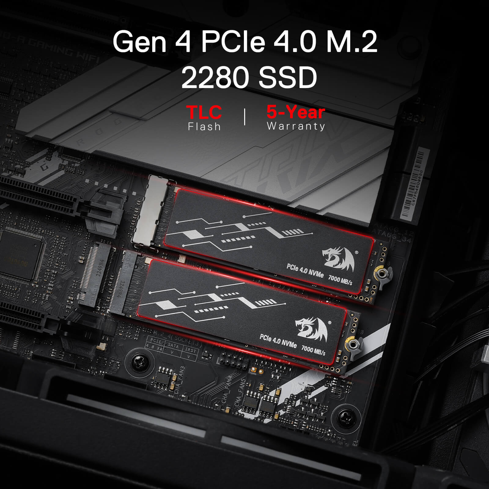 Redragon Gaming M.2 2280 Internal Solid State Drive w/Gen 4 PCIe 4.0 Form Factor