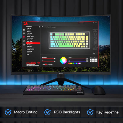 Redragon K687 Wireless CNC Gasket Gaming Keyboard, 81 Keys Mechanical Keyboard w/Premium CNC Aluminum Board, Easy-Control Knob, 5-Layer Noise Dampening, Custom Linear Switch, PBT Gradient Keycaps