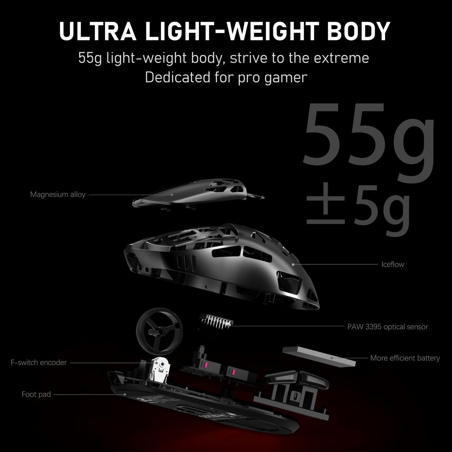 REDRAGON M997 Gaming Mouse, 2.4GHz/BT/Wired, Black, Magnesium Alloy