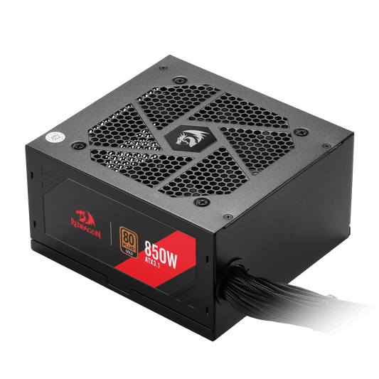 Redragon RGMS-850W PRO 80+ Gold 850 Watt Power Supply w/ATX 3.1 & PCIe 5.1 Ready, Non-Modular Active PFC, Compact 150mm Size, 120mm Low Noise Fan, 100% Japanese Capacitors | show