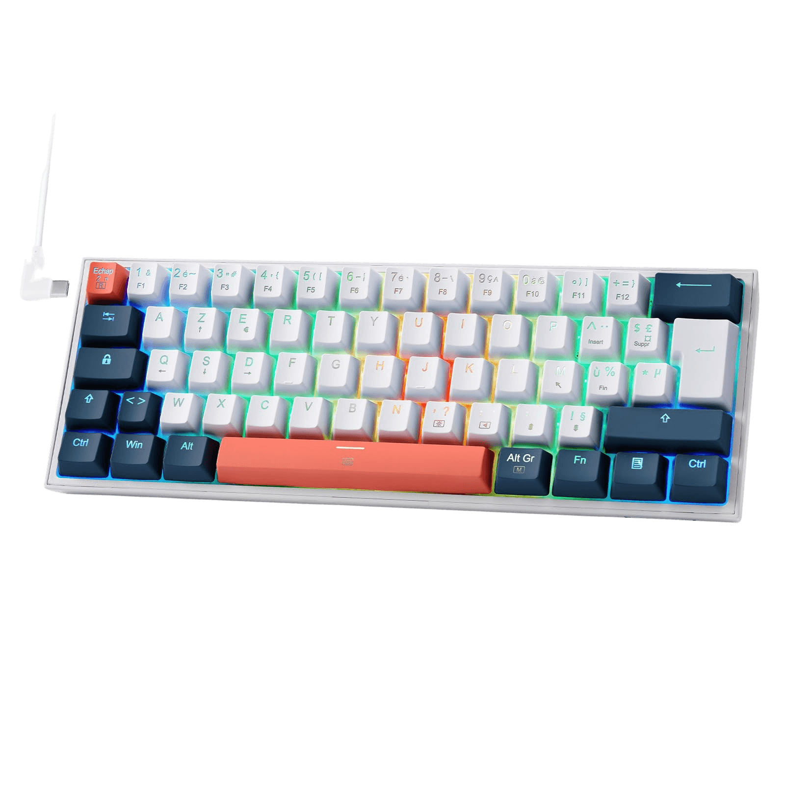 Clavier gaming Redragon K617 RGB, filaire, 60 %, clavier mécanique compact, 61 touches, commutateurs linéaires rouges, compatible avec le pilote Pro, disposition FR
