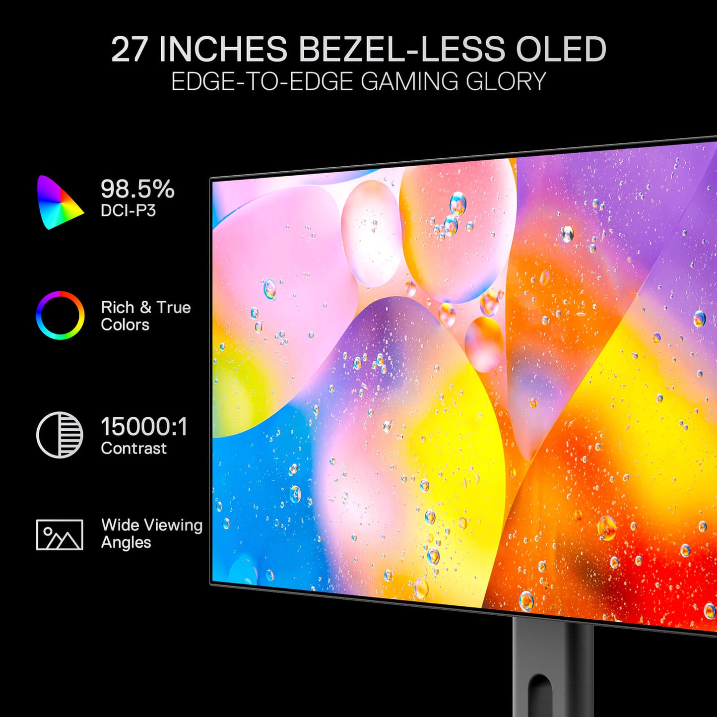 Redragon 27" OLED Flat Gaming Monitor - QHD 2560x1440, 240Hz, 0.03ms GTG, AMD FreeSync Premium, 98.5% DCI-P3, HDR10, Tilt Adjustable, HDMI/DP/Type-C Compatible, Eye Care, VESA Wall Mount