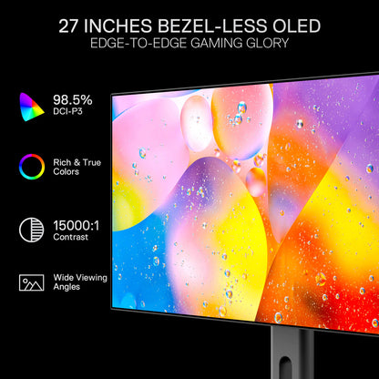 Redragon 27" OLED Flat Gaming Monitor - QHD 2560x1440, 240Hz, 0.03ms GTG, AMD FreeSync Premium, 98.5% DCI-P3, HDR10, Tilt Adjustable, HDMI/DP/Type-C Compatible, Eye Care, VESA Wall Mount
