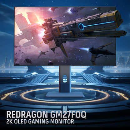 Redragon 27" OLED Flat Gaming Monitor - QHD 2560x1440, 240Hz, 0.03ms GTG, AMD FreeSync Premium, 98.5% DCI-P3, HDR10, Tilt Adjustable, HDMI/DP/Type-C Compatible, Eye Care, VESA Wall Mount