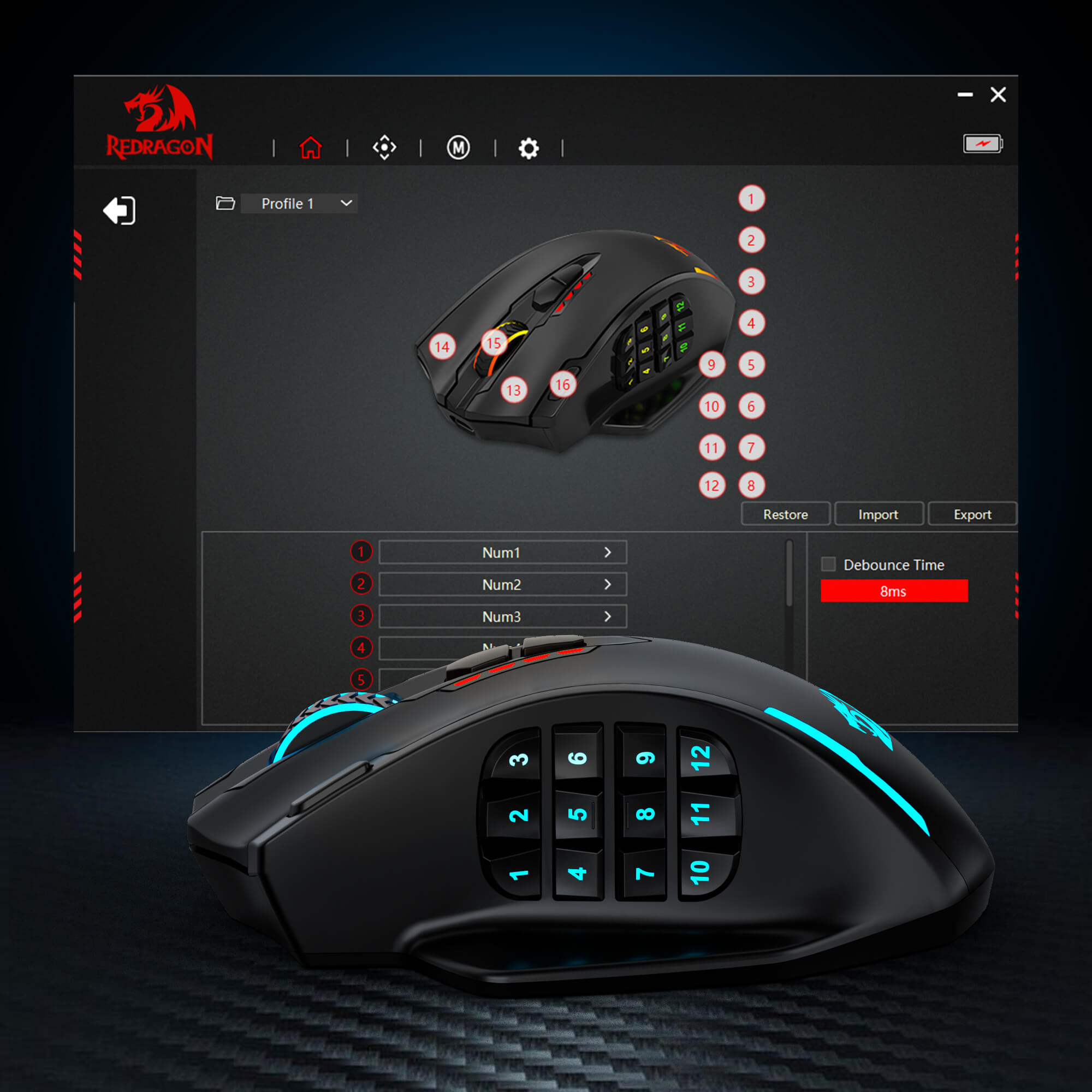 Redragon RGB Wireless Gaming Mouse Impact Elite M913 | 20