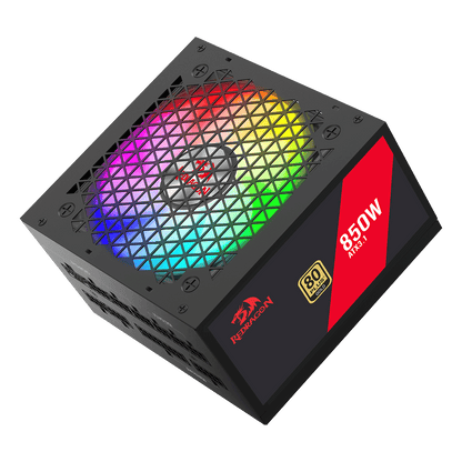 Redragon RGPS-Air 850 Watt 80+ Gold Fully Modular PSU, ATX 3.1 & PCIe 5.1
12V-2x6 Cable for RTX 40/50 Series, Main Japanese Capacitors, Active PFC Power, Low-Noise 120mm FDB Fan, Durable Flat Cables