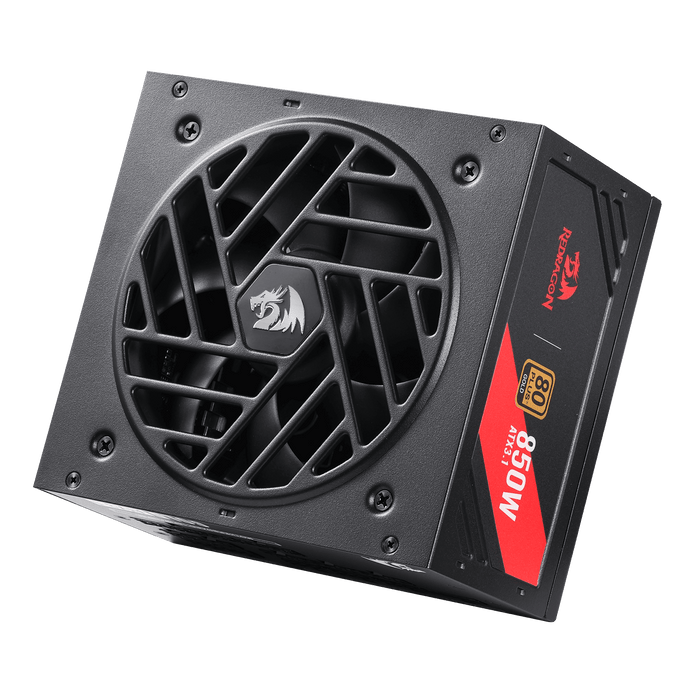 Redragon RGPS-850W PRO 80+ Gold 850 Watt Power Supply w/Upgraded ATX 3.1 & PCIe 5.1 Fully Modular, Compact 160mm Size, Smart ECO Low Noise Fan, 100% Japanese Capacitors, Full Mod Cables, black| show