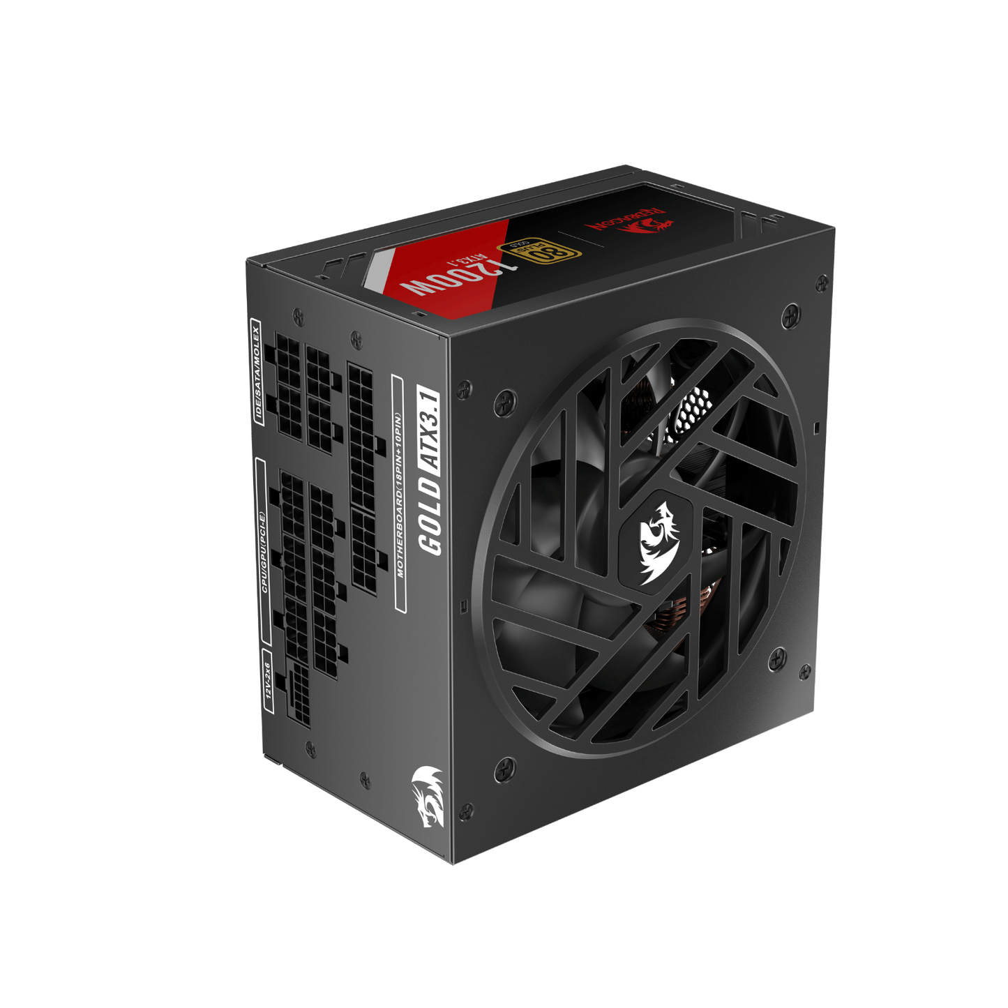 Redragon RGPS PRO 80+ Gold 1200 Watt Power Supply w/Upgraded ATX 3.1 & PCIe 5.1 Fully Modular, Compact 150mm Size, Smart ECO Low Noise Fan, 100% Japanese Capacitors, Full Mod Cables