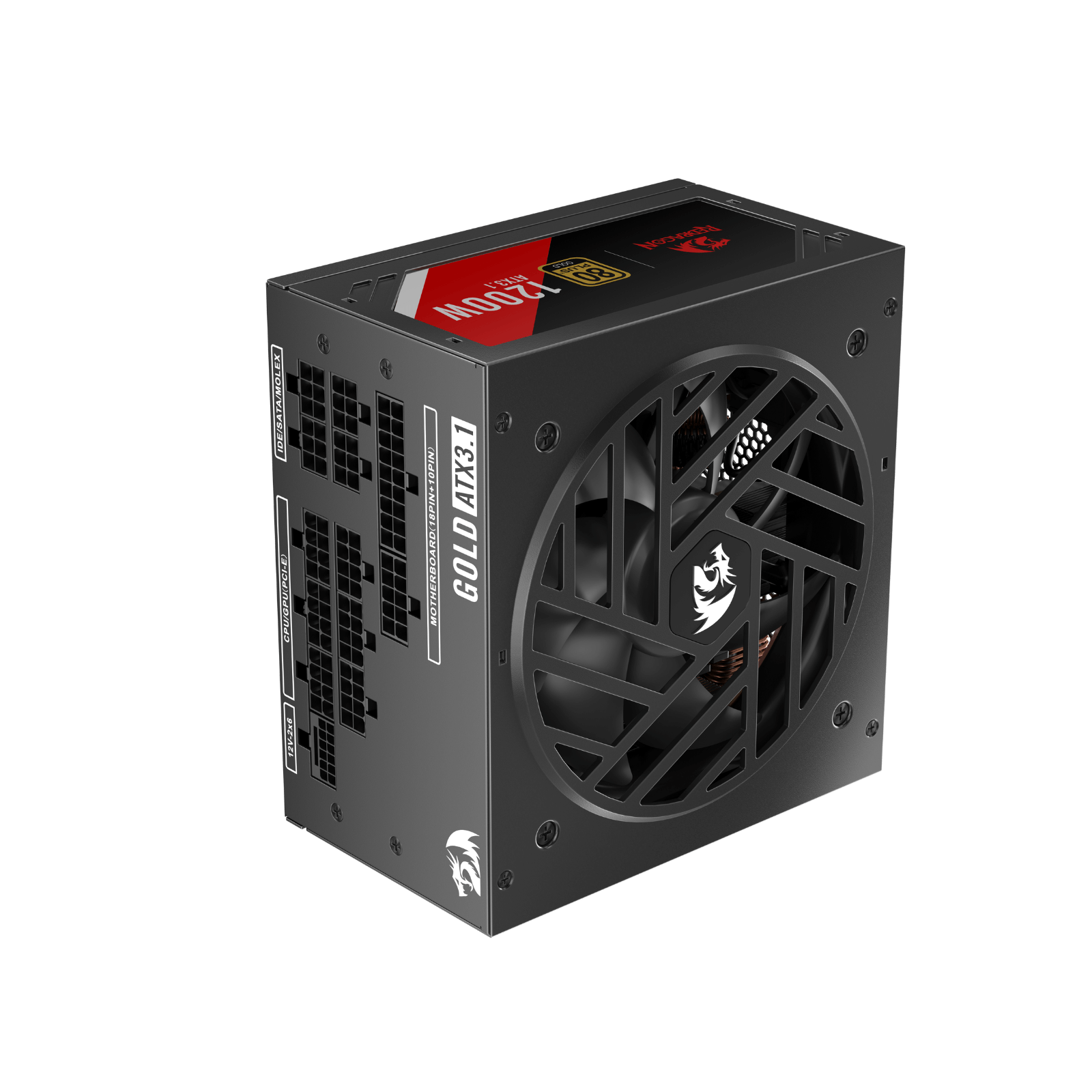 Redragon RGPS PRO 80+ Gold 1200 Watt Power Supply w/Upgraded ATX 3.1 & PCIe 5.1 Fully Modular, Compact 150mm Size, Smart ECO Low Noise Fan, 100% Japanese Capacitors, Full Mod Cables