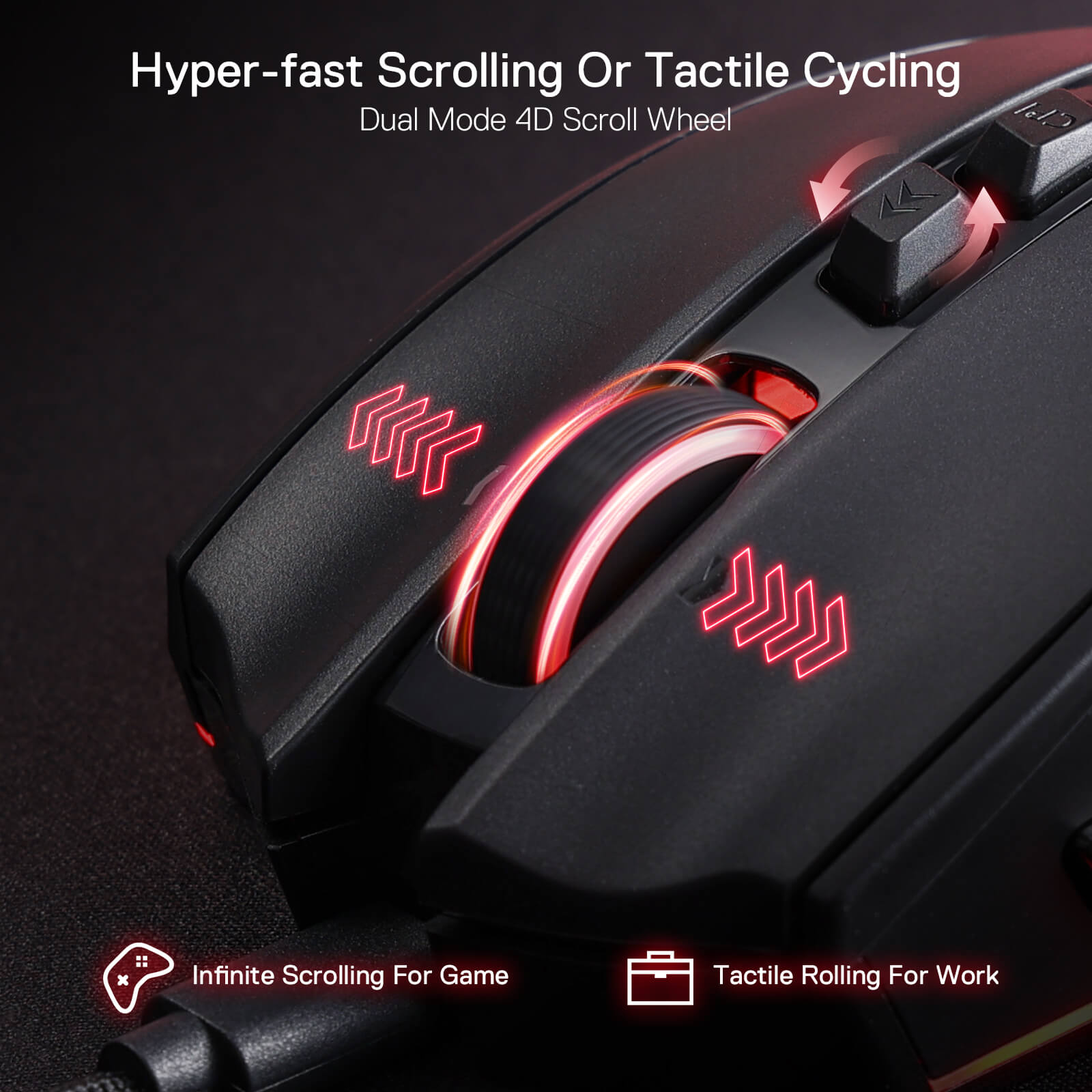 Redragon M813 Wired RGB Gaming Mouse with 4D Dual Mode Scroll Wheel, Optical Ergonomic Gamer Mouse with Max 16,000DPI, High Precision Sensor 3395, 7 Redefinable Macro Buttons, Software Supported