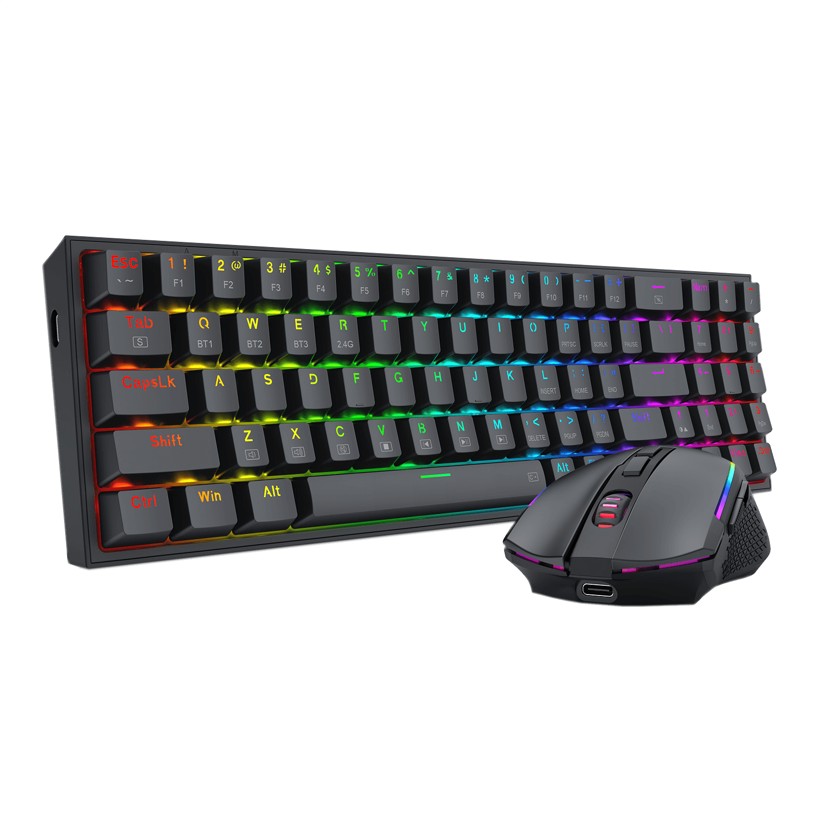 Redragon BS136 Gaming Keyboard & Mouse Combo, 75% K628 Tri-Mode Wireless RGB Mechanical Keyboard and 8000 DPI Gamer Mouse Bundle