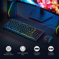 Redragon S141 Gaming Keyboard & Mouse Combo, 98 Keys K515 Wired RGB Membrane Keyboard and 10000 DPI Wired M616 Gaming Mouse Bundle