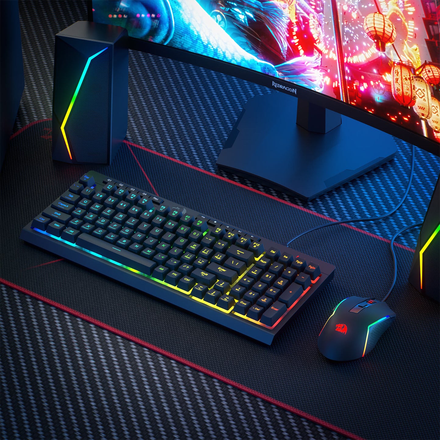 Redragon S141 Gaming Keyboard & Mouse Combo, 98 Keys K515 Wired RGB Membrane Keyboard and 10000 DPI Wired M616 Gaming Mouse Bundle