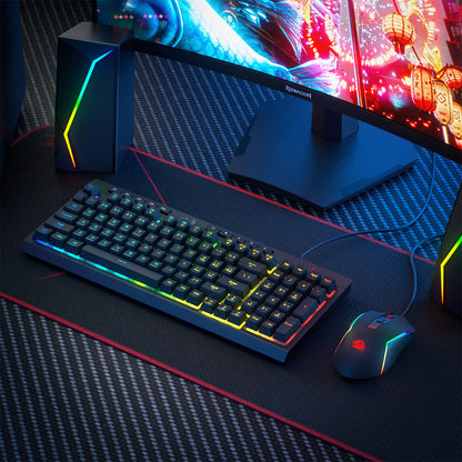 Redragon S141 Gaming Keyboard & Mouse Combo, 98 Keys K515 Wired RGB Membrane Keyboard and 10000 DPI Wired M616 Gaming Mouse Bundle