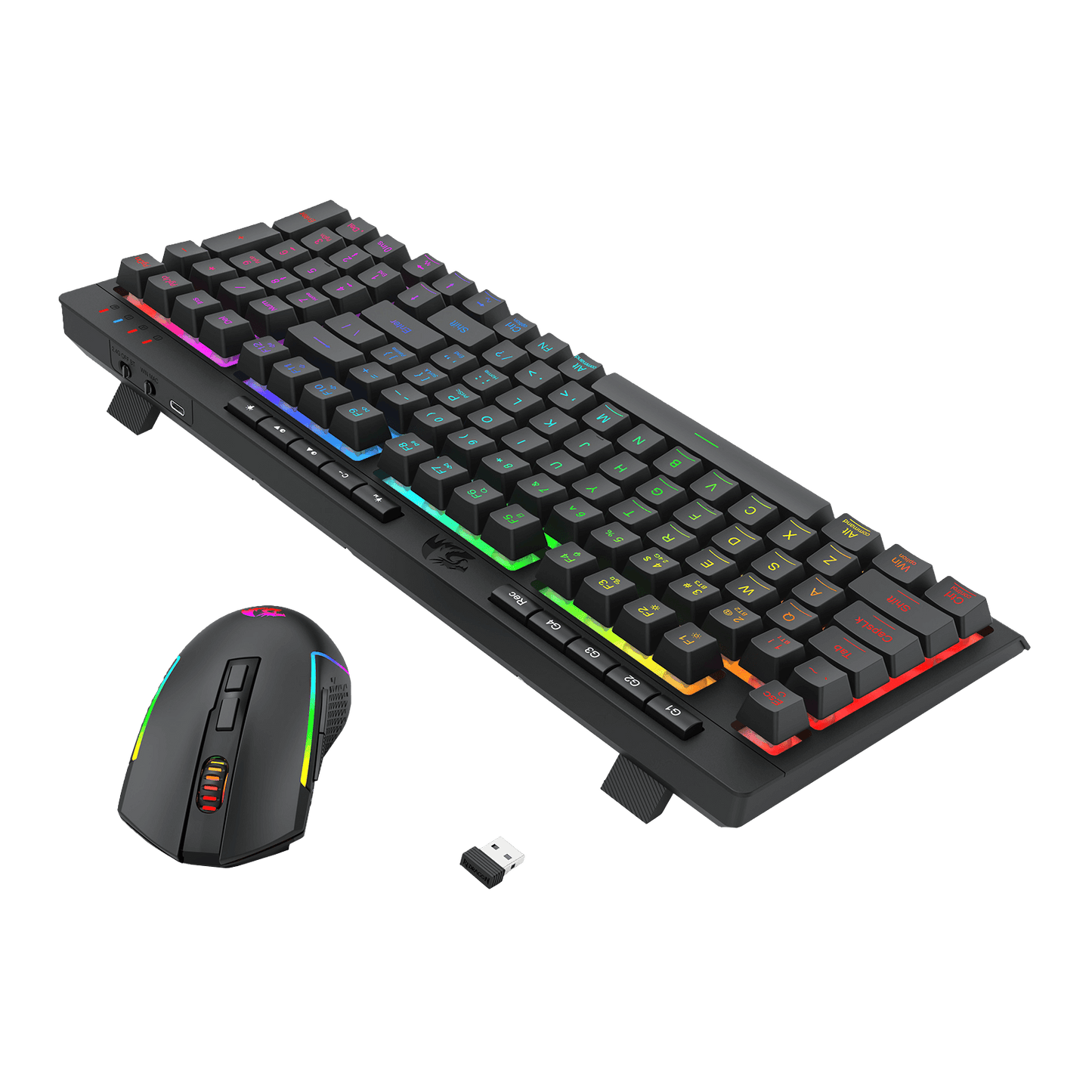 Redragon S142 Wireless Gaming Keyboard & Mouse Combo, 98 Keys K515 PRO Wireless RGB Membrane Keyboard and 4800 DPI Wireless M693 PRO Gaming Mouse Bundle