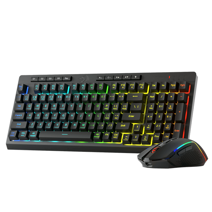 Redragon S142 Wireless Gaming Keyboard & Mouse Combo, 98 Keys K515 PRO Wireless RGB Membrane Keyboard and 4800 DPI Wireless 2.4Ghz Gaming Mouse Bundle, Convenient Shared Dongle