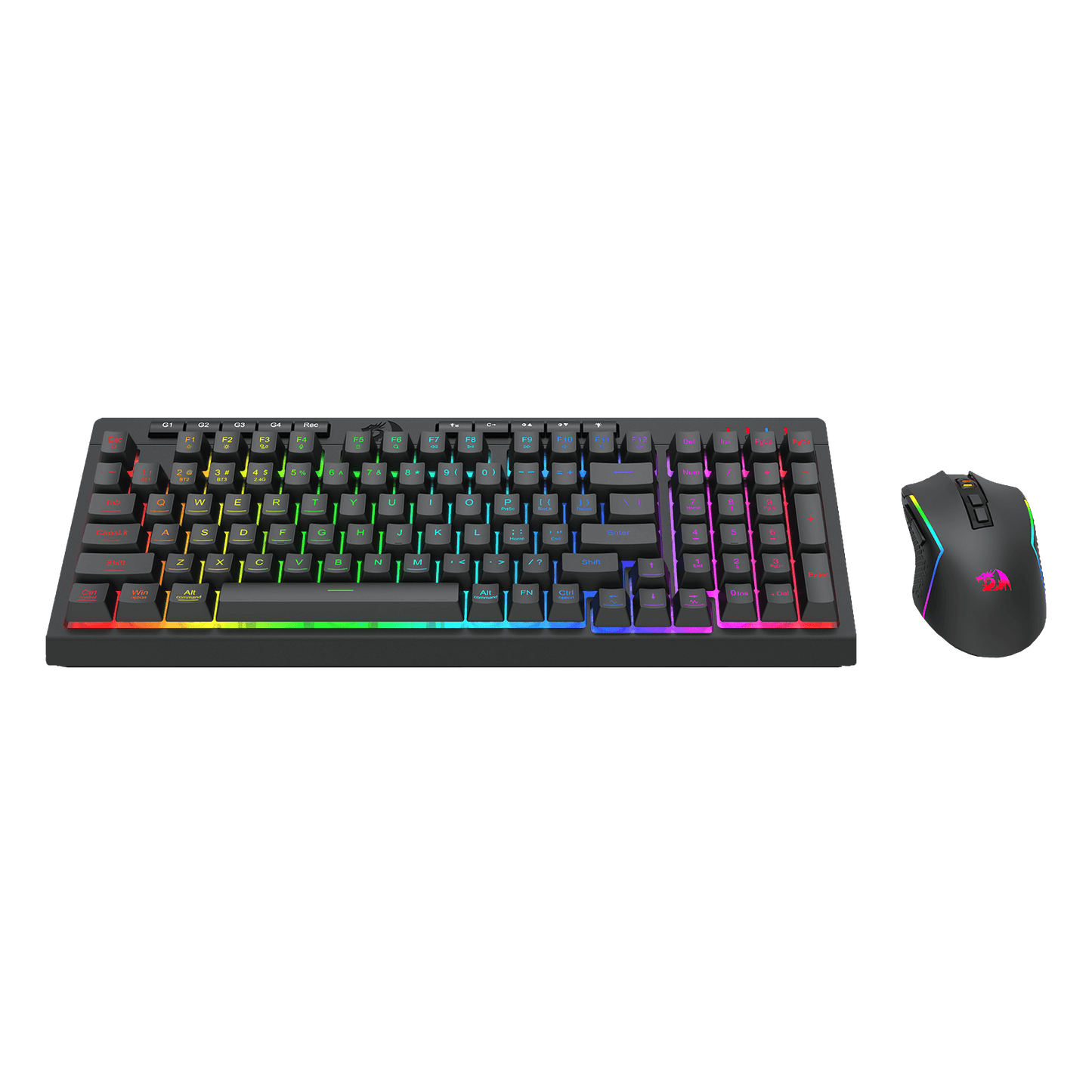 Redragon S142 Wireless Gaming Keyboard & Mouse Combo, 98 Keys K515 PRO Wireless RGB Membrane Keyboard and 4800 DPI Wireless M693 PRO Gaming Mouse Bundle