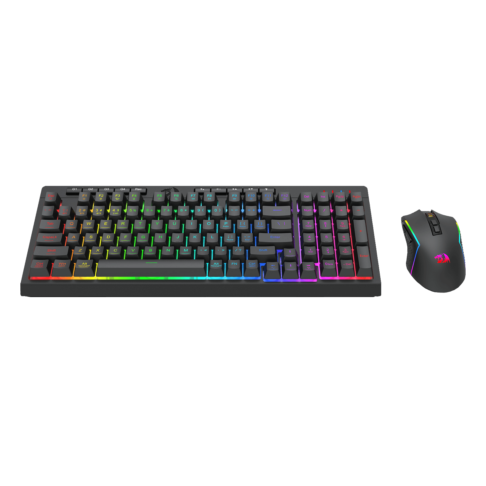 Redragon S142 Wireless Gaming Keyboard & Mouse Combo, 98 Keys K515 PRO Wireless RGB Membrane Keyboard and 4800 DPI Wireless M693 PRO Gaming Mouse Bundle