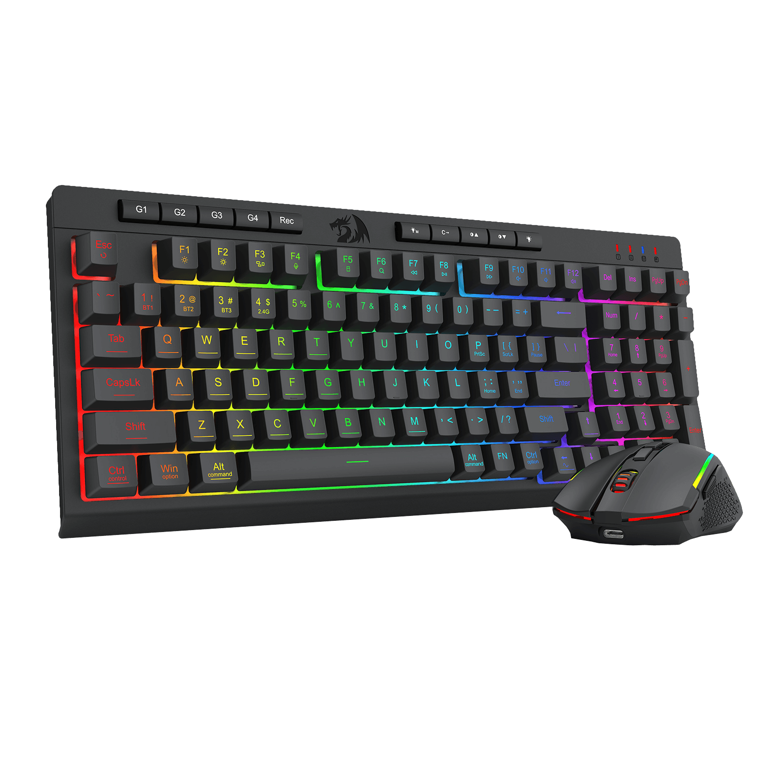 Redragon S142 Wireless Gaming Keyboard & Mouse Combo, 98 Keys K515 PRO Wireless RGB Membrane Keyboard and 4800 DPI Wireless M693 PRO Gaming Mouse Bundle