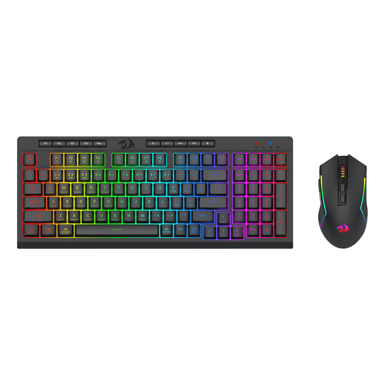 Redragon S142 Wireless Gaming Keyboard & Mouse Combo, 98 Keys K515 PRO Wireless RGB Membrane Keyboard and 4800 DPI Wireless M693 PRO Gaming Mouse Bundle