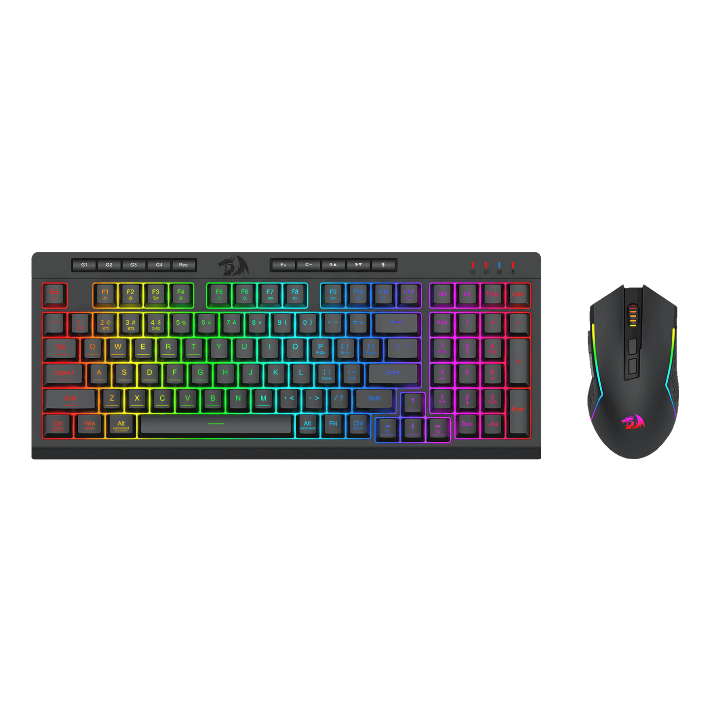 Redragon S142 Wireless Gaming Keyboard & Mouse Combo, 98 Keys K515 PRO Wireless RGB Membrane Keyboard and 4800 DPI Wireless M693 PRO Gaming Mouse Bundle