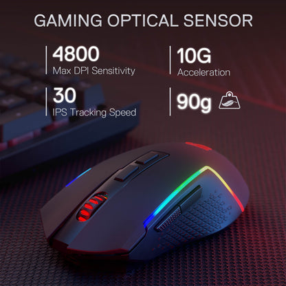 Redragon S142 Wireless Gaming Keyboard & Mouse Combo, 98 Keys K515 PRO Wireless RGB Membrane Keyboard and 4800 DPI Wireless 2.4Ghz Gaming Mouse Bundle, Convenient Shared Dongle